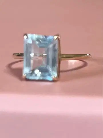 아쿠아 마린 10k 반지 11호 약 2ct 대형 브라질산