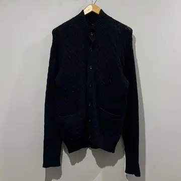 새상품급 45RPM 인디고 케이블 편직 스탠드 니트 가디건 3