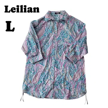 레리안 페이즐리 셔츠 그린 핑크 11호 L 여성용 면린넨 올 패턴