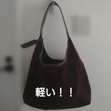 브라운 인조 가죽 숄더백 스웨이드