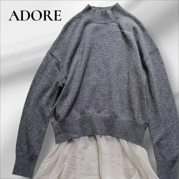ADORE 울 캐시미어 니트탑 쉬폰 모크넥