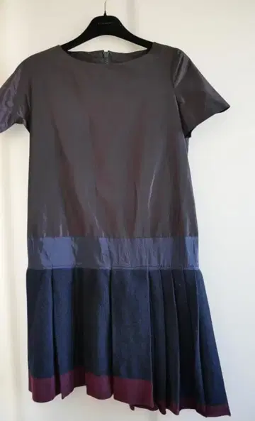 sacai 새틴 소재 + 니트 스커트 도킹 원피스