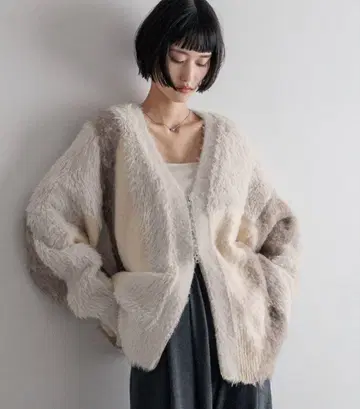 LOWRYSFARM 샤기 ZIP 가디건 롱 슬리브