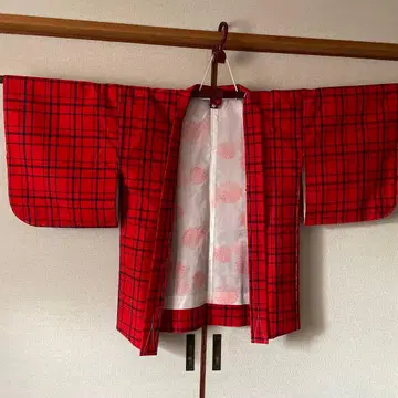 미사용 새상품 시츠케츠키 빨간색 체크 무늬 겉옷