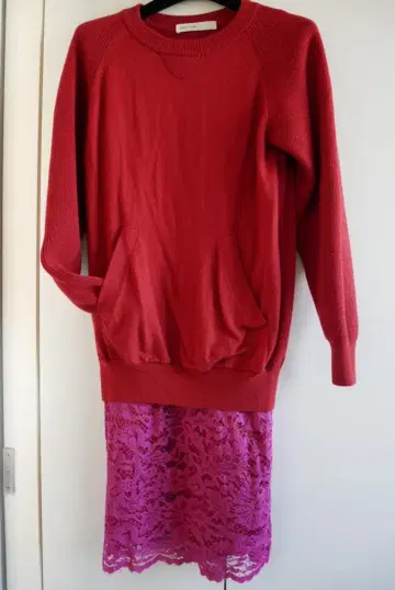 sacai luck 도킹 원피스 스웨터 + 레이스 스커트