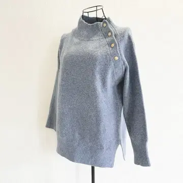 내추럴 뷰티 베이직 니트 스웨터 M 스카이블루 하이넥 무지