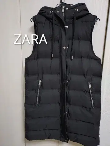 ZARA 여성용 후드 롱 다운 베스트 자켓
