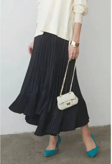 frene 플라네 아지메 플리츠 롱 스커트