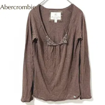 아바크롬비 비즈 장식 긴팔 상의 XL 코튼 혼방 루즈핏 자수