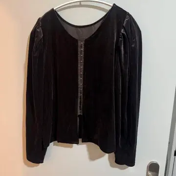 브라운 벨로아 긴팔 상의 퍼프 슬리브