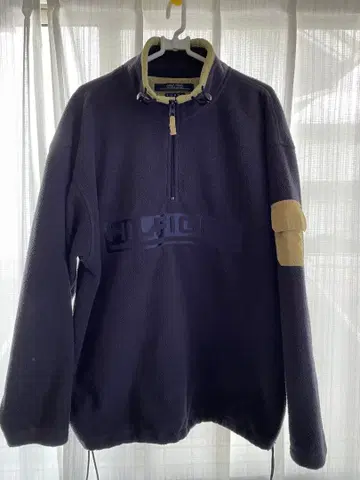 HILFIGER 다크 브라운 하프 지퍼 플리스