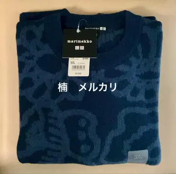 유니클로 마리메꼬 라무 크루넥 스웨터 네이비 XXL