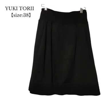 [ YUKI TORII ] 플레어 스커트 무릎 기장 블랙 38