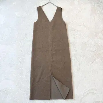 자라| 슬리브리스 니트 원피스 [ S ] 롱 기장 V넥 슬릿 베이지