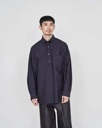 Oxford L/S Oversized BD Pullover / BROWN