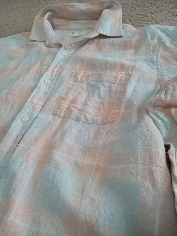 페일 컬러 체크 셔츠 size-M 컷오프 기장 짧음