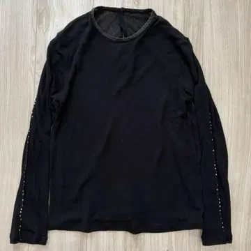 AKIRANAKA 2021 긴팔 티셔츠 블랙 1 리브 소매 라인