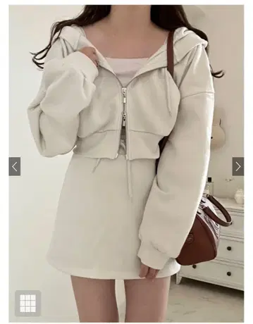 후드티 x 미니 스커트 속기모 맨투맨 셋업