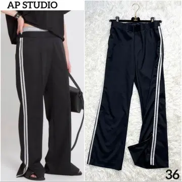 24년 신상 AP STUDIO 사이드 라인 팬츠 트랙 블랙 36