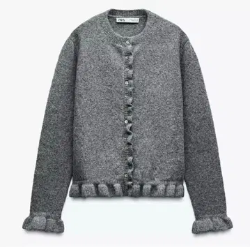 ZARA 프릴 니트 가디건 M 그레이