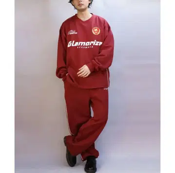 셋업 맨투맨 빨간색 드로 코드 포함 L