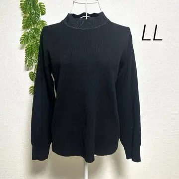 소피체 LL 긴팔 하이넥 니트 블랙 리브 라메 울 혼방