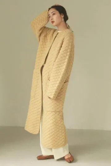 투데이풀 퀼팅 니트 롱 코트 36