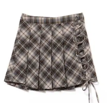 andmary Sonia 레이스업 미니 스커트 브라운
