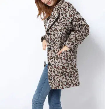 INDEX 레오파드 표범 무늬 코트 체스터 코트