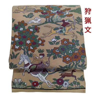 후쿠로 오비 사냥 문양 사냥 문 토끼 봉황 순수 실크 #1407