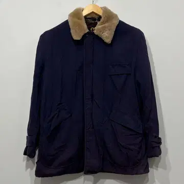 50s 레이온 개버딘 퍼플네이비 보아 퍼 안감 퀼팅 자켓