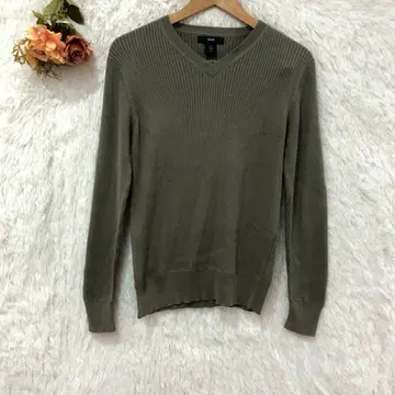 GAP 갭 긴팔 니트 [ S ] 면 100% V넥 핏 그레이