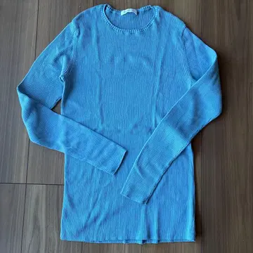 GALERIE VIE 스카이블루 리브 긴팔 티셔츠