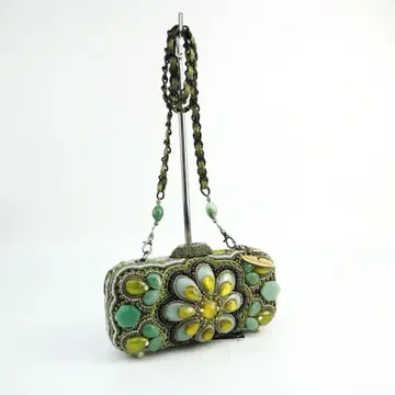 메리 프랜시스 자수 비쥬 클러치백 숄더백 그린@JH83