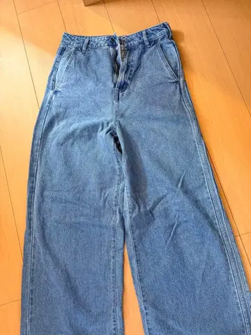 아디다스 라이트 블루 와이드 데님 팬츠