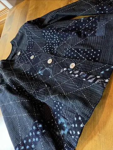 빈티지 원단 리메이크 자켓 패치워크 자수 무늬 눈꽃 핸드메이드