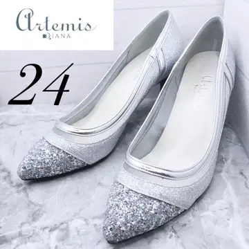 [ 새상품급 ] [ 9 ] 다이애나 글리터 펌프스 메쉬 실버 24