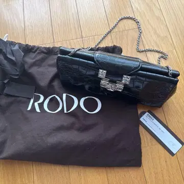 레어 RODO 블랙 숄더백 크로커다일풍