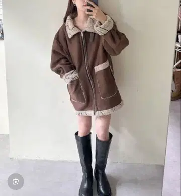 Kastane 웨이브 보아 플라이트 자켓 브라운