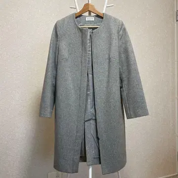 그레이 노카라 롱 코트