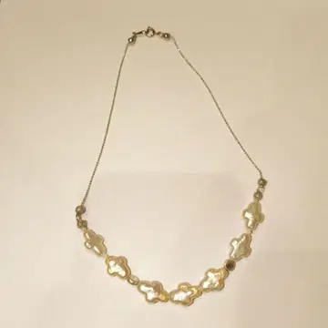 플라워형 진주 실버 목걸이