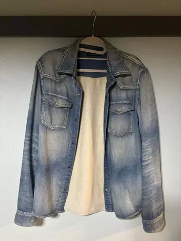 라운지 리자드 이중직 데님 x USED 가공 셔츠