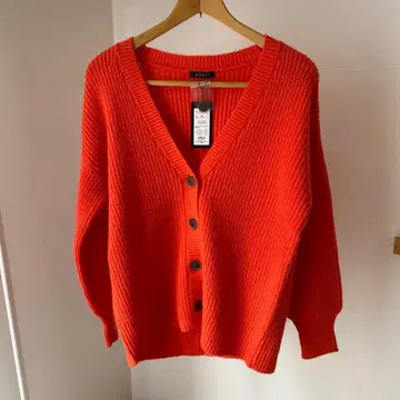 오렌지 V넥 가디건