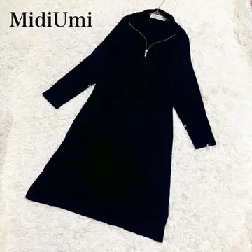 24년 모델 미디우미 하프 지퍼 코쿤 원피스 블랙