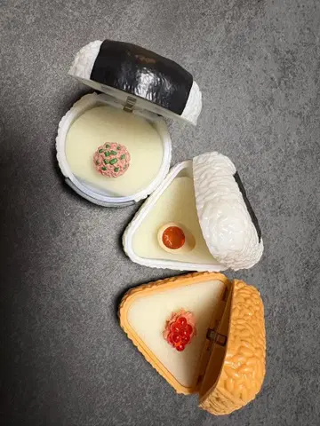 가챠가챠 오니기리 반지 삼색 세트 네기토로 타마고 연어알