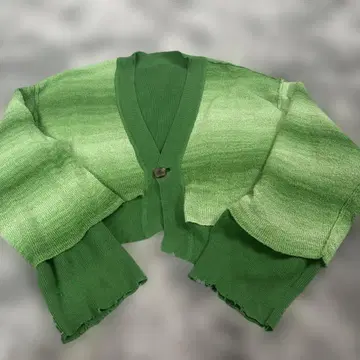 PERVERZE 그라데이션 그린 V넥 가디건