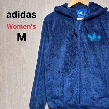 아디다스 오리지널 플리스 자켓 여성용 M 네이비 자수 로고