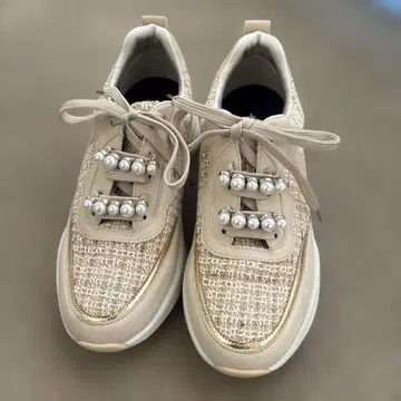 DIANA+ 트위드 펄 스니커즈 욘아 25cm