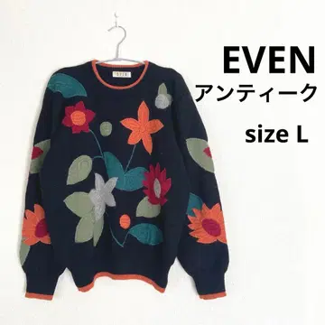 EVEN 꽃무늬 자수 긴팔 스웨터 size L