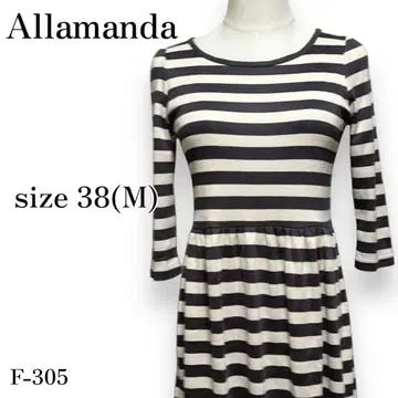 F-305 알라만다 레트로 귀여운 7부 소매 보더 튜닉 원피스